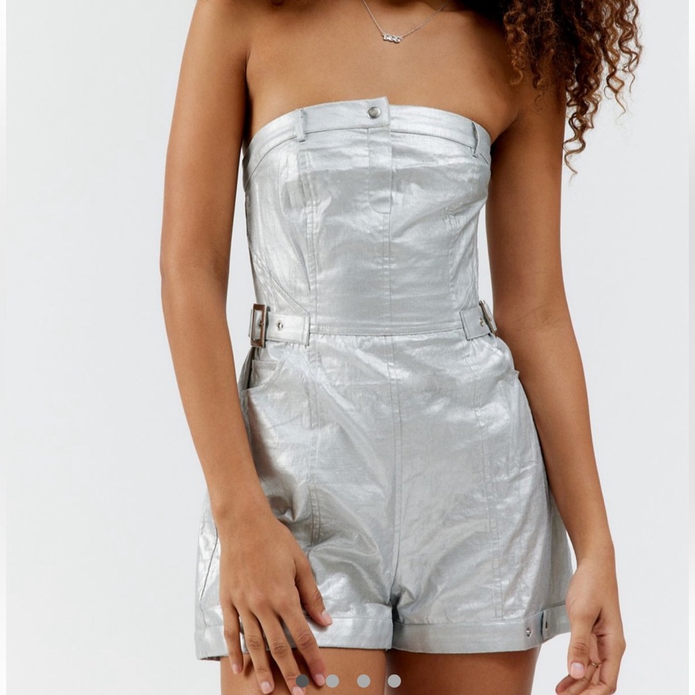 Metallic Strapless Romper